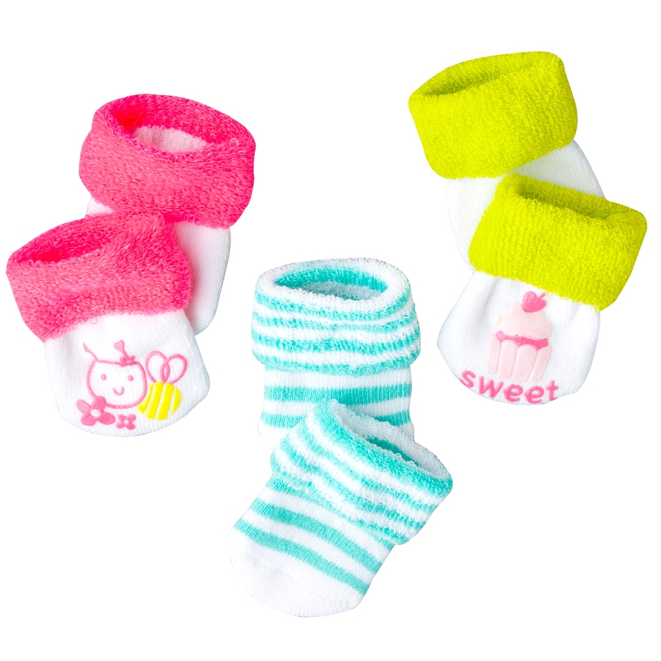 Just One YouMade by Carters Newborn Girls 3 Pack Non Skid Socks   Assorted 0 