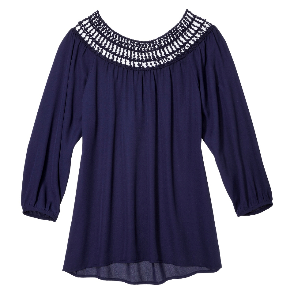 Xhilaration Juniors Peasant Top   Blue M