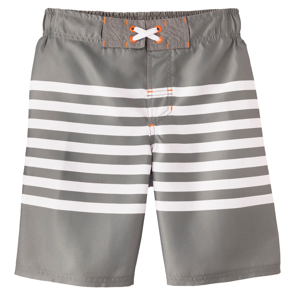 Boys Striped Swim Trunk   Grey L