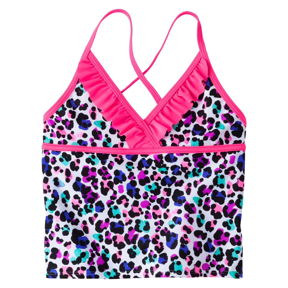 Girls Leopard Spot Tankini Top   White XS