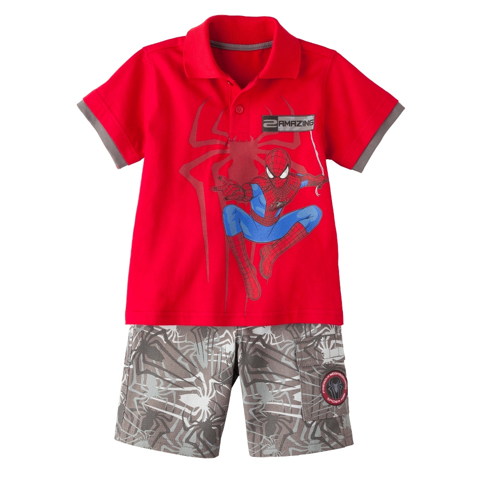 Spider Man Infant Toddler Boys Short Sleeve Polo & Short Set   Red 5T
