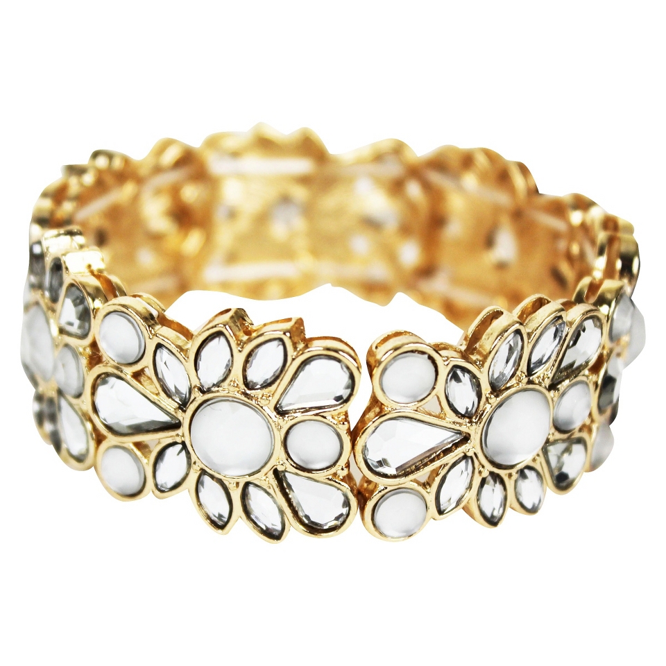 Womens Stretch Bracelet   Clear/Gold