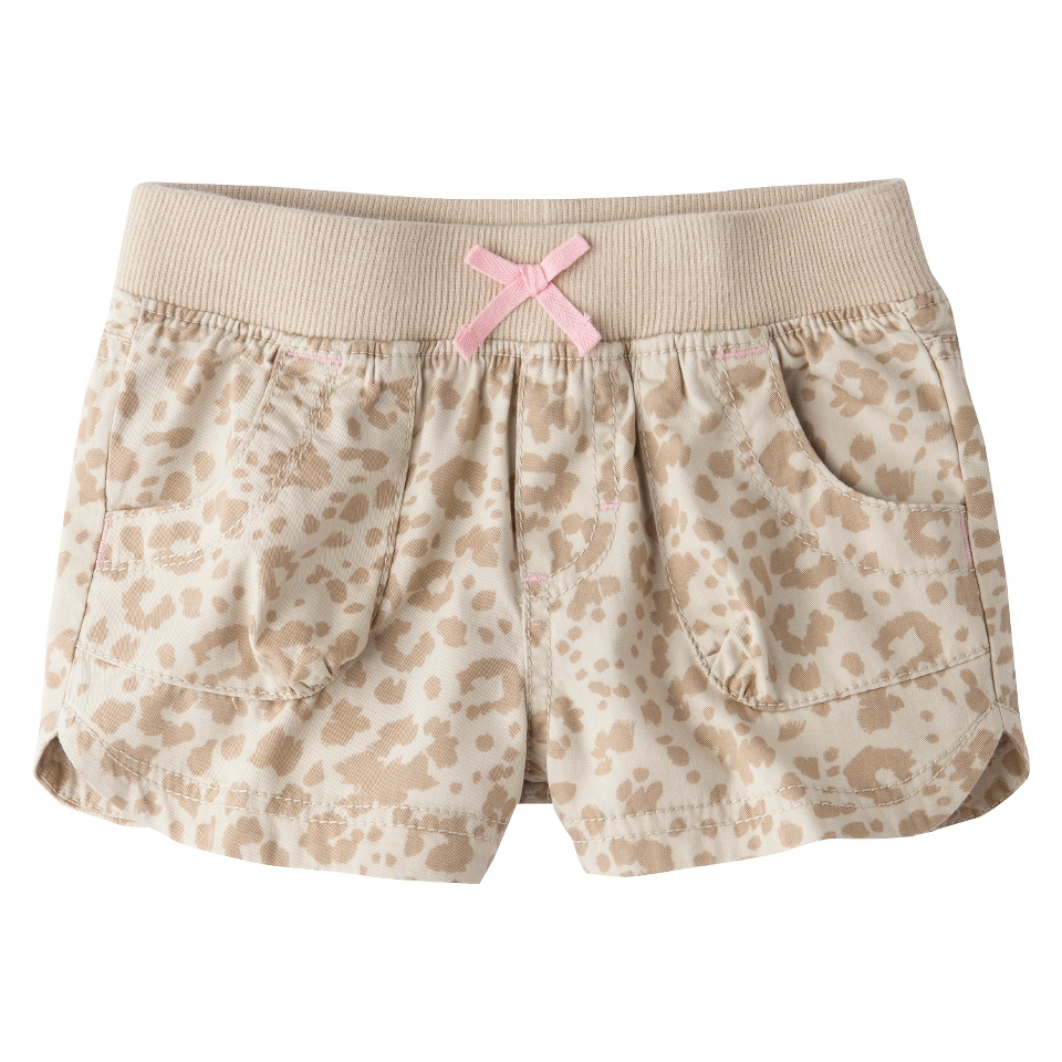 Cherokee Infant Toddler Girls Cheetah Print Chino Short  Beige 3T