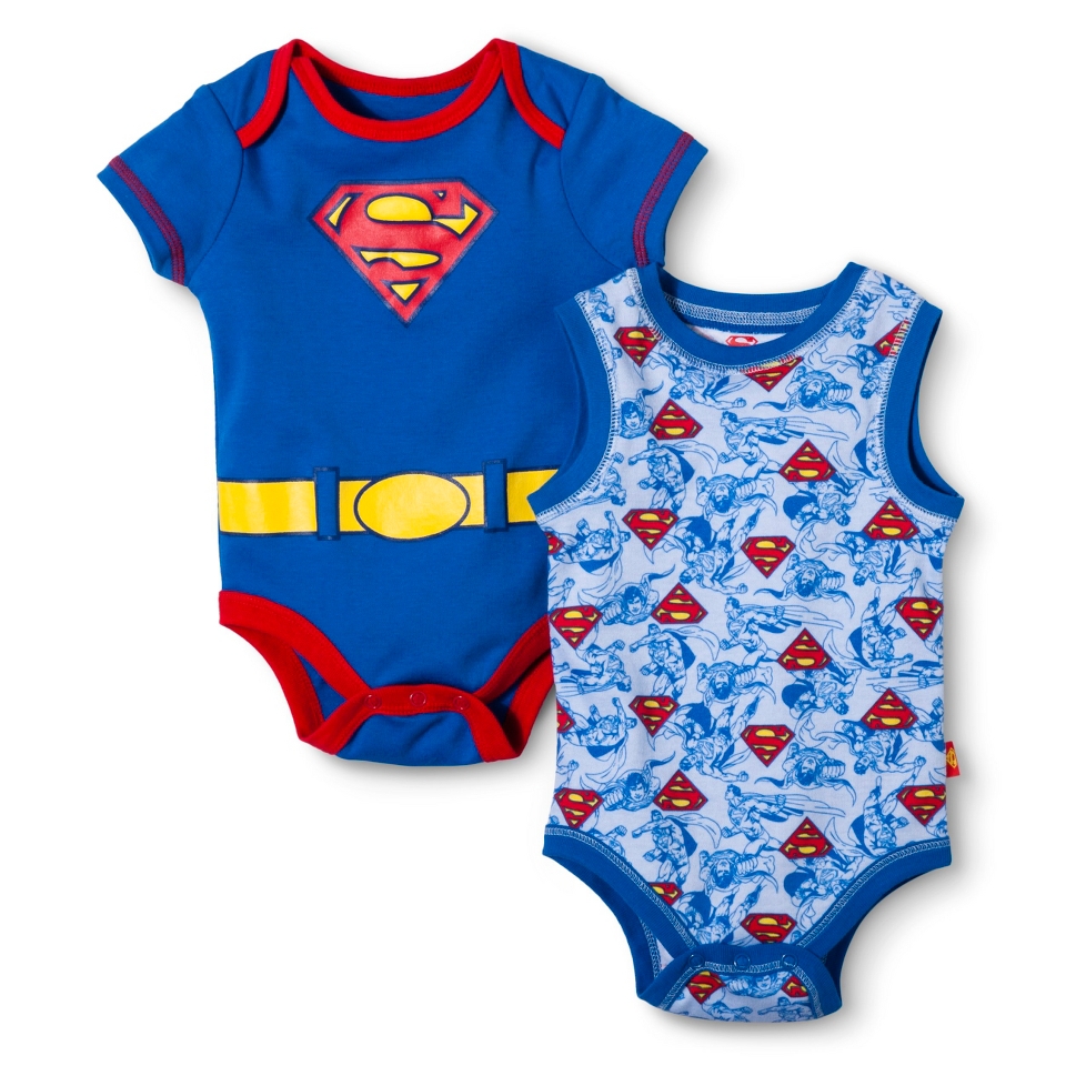 Superman Newborn Boys 2 Pack Superman Bodysuit   Blue NB