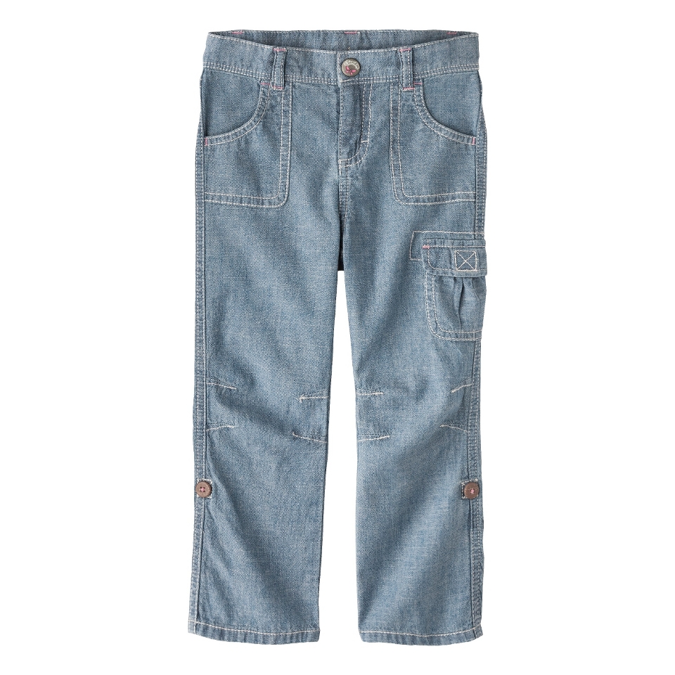 Cherokee Infant Toddler Girls Denim Cargo Pant   Blue Cloud 3T