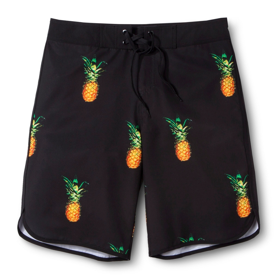 Mossimo Supply Co. Mens 11 Pineapple Print Boardshort   Ebony 30