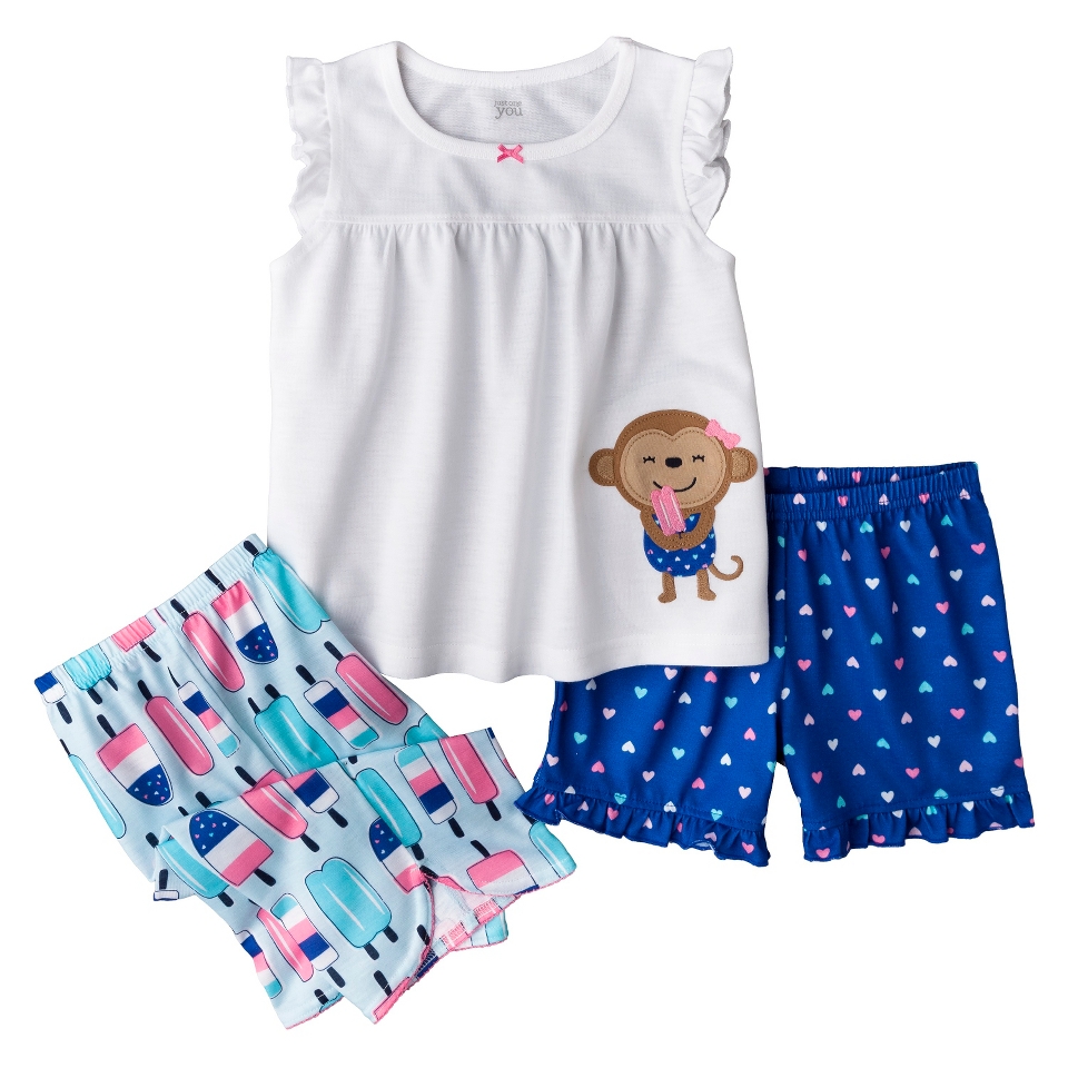 Just One You Made by Carters Infant Toddler Girls 3 Piece Monkey Pajama Set  