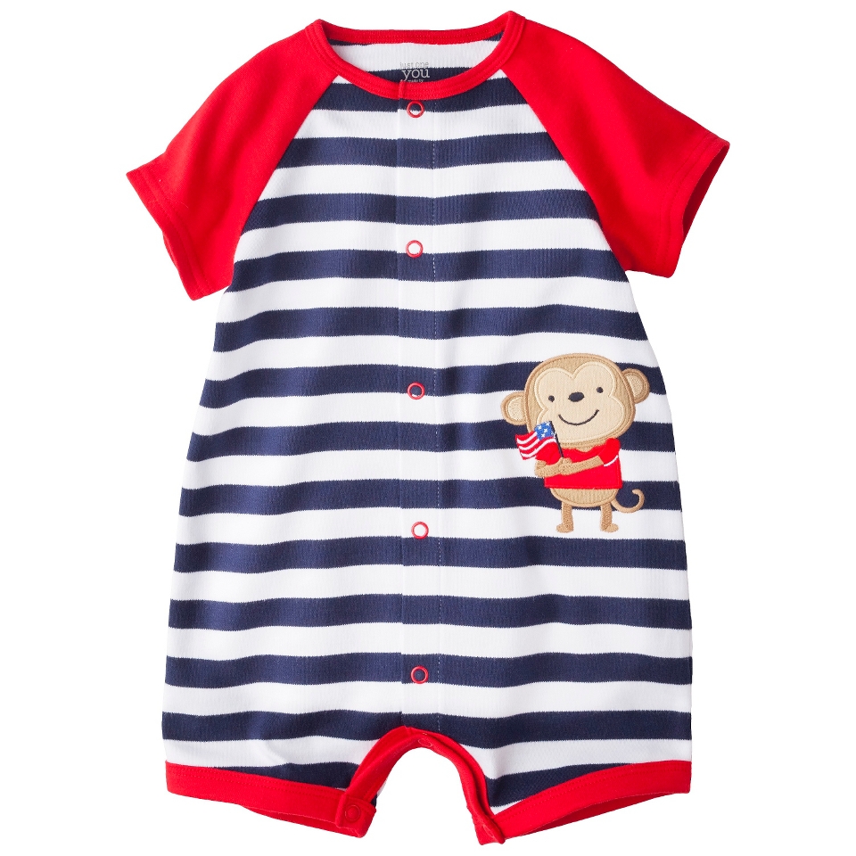 Just One YouMade by Carters Newborn Boys Striped Romper   Blue/Red 6 M