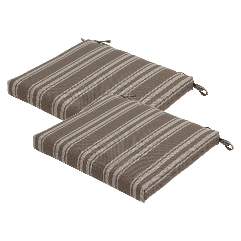 Threshold 2 Piece Outdoor Seat Cushion Set   Taupe Stripes