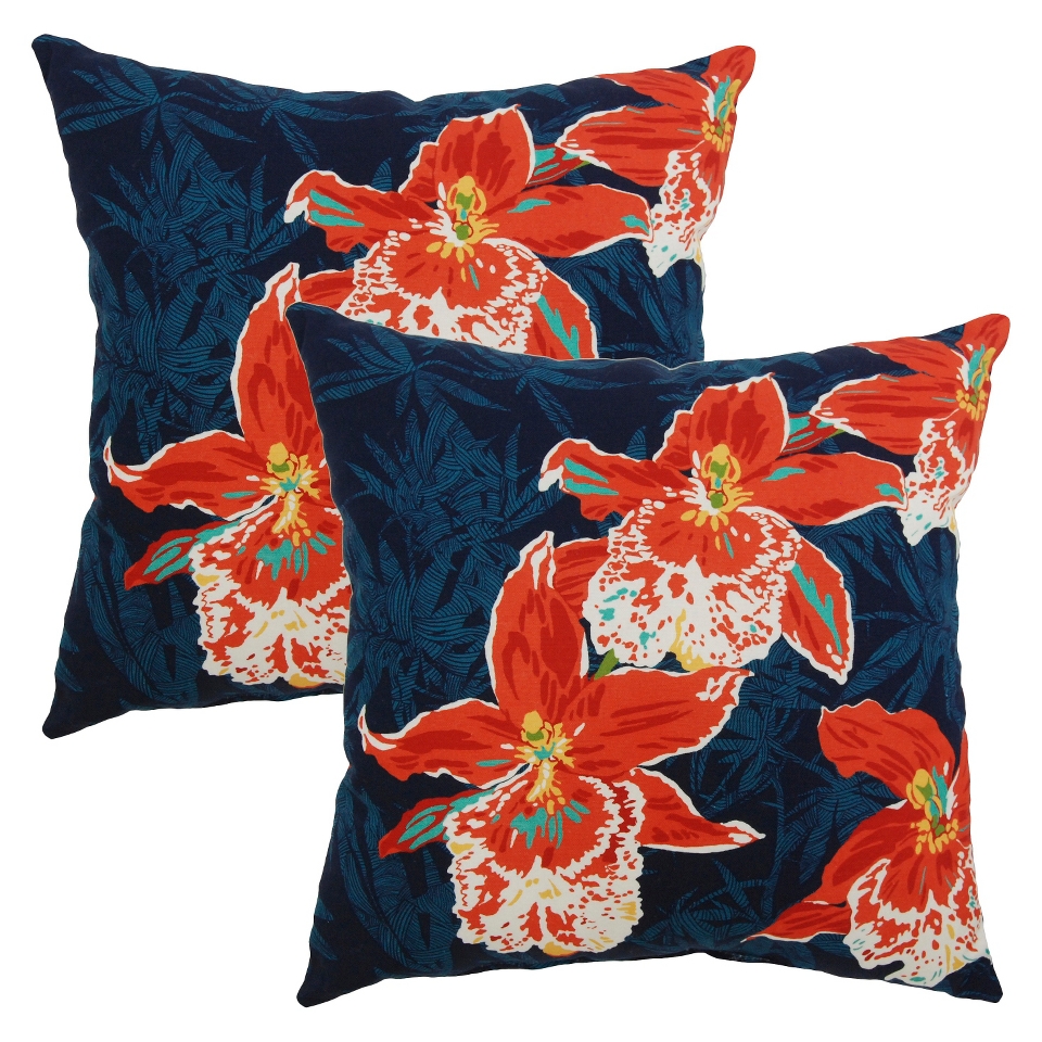 Threshold 2 Piece Square Outdoor Toss Pillow Set   Tropical Flowers