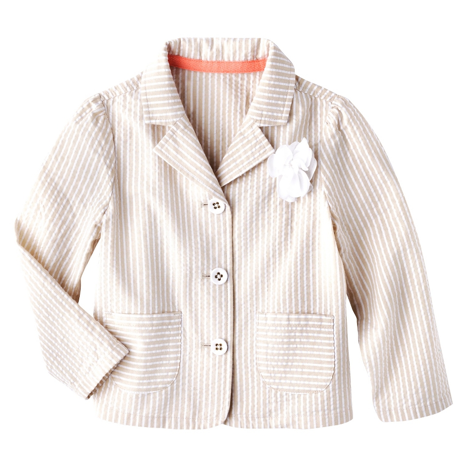 Genuine Kids from OshKosh Infant Toddler Girls Striped Blazer   Khaki/White 18