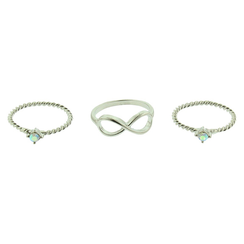 Womens Three Piece Ring Set with Stone, Infinity and Anchor Rings  