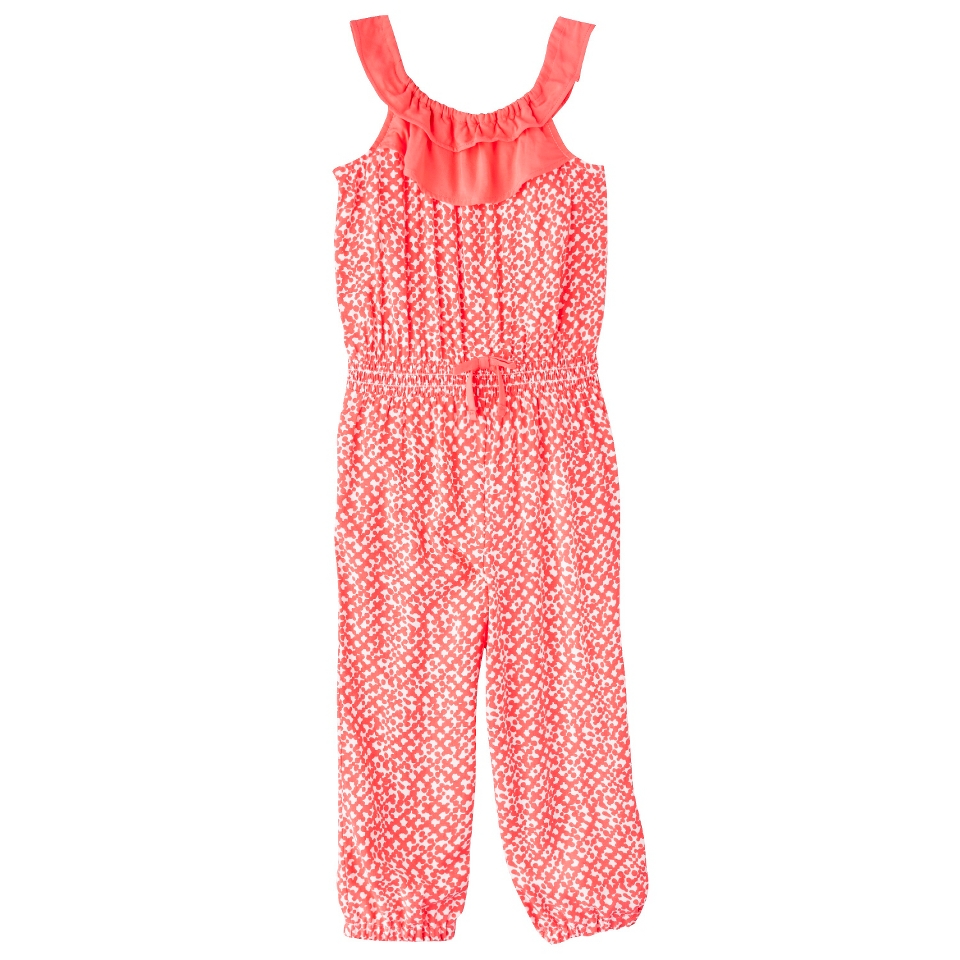 Genuine Kids from OshKosh Infant Toddler Girls Patterned Romper   Coral 5T