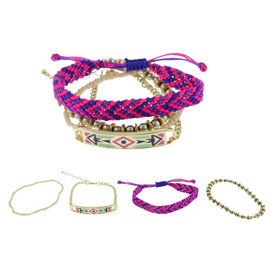 Womens Four Piece Woven/Stretch Friendship Bracelets with Seed Beads and
