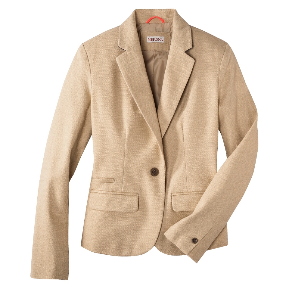 Merona Womens Tailored Basketweave Blazer   Hamptons Beige   10