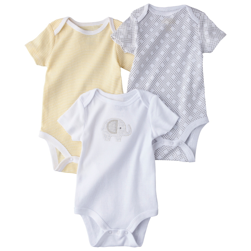 Circo Newborn 3 Pack Short sleeve Bodysuit   Grey/Yellow 24 M