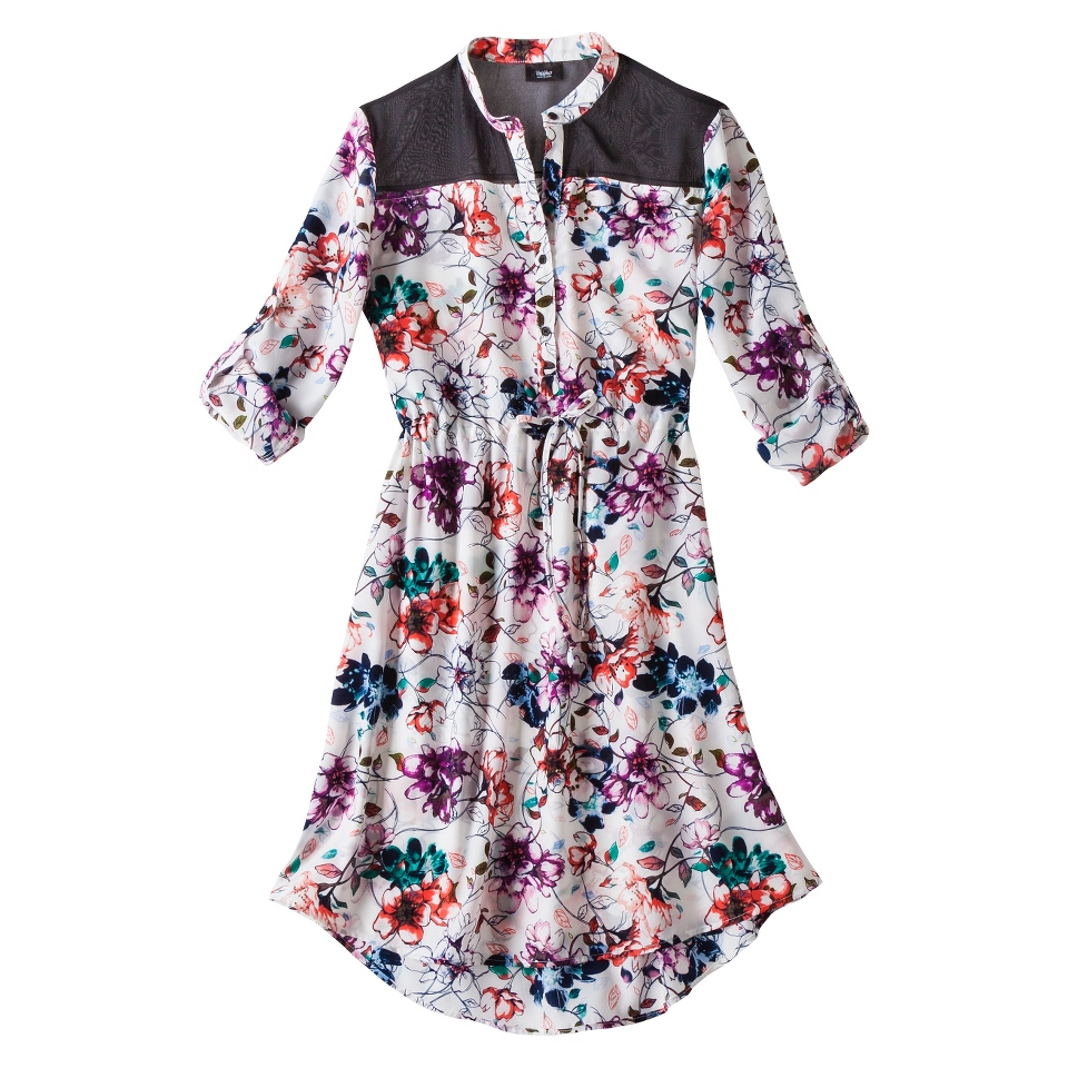 Mossimo Womens 3/4 Sleeve Shirt Dress   Floral Print M