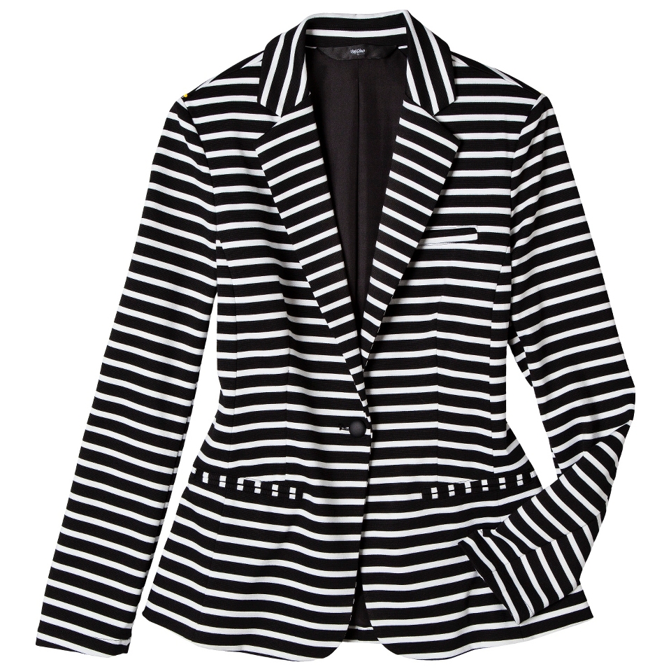 Mossimo Womens Ponte Blazer   Black Stripe XS