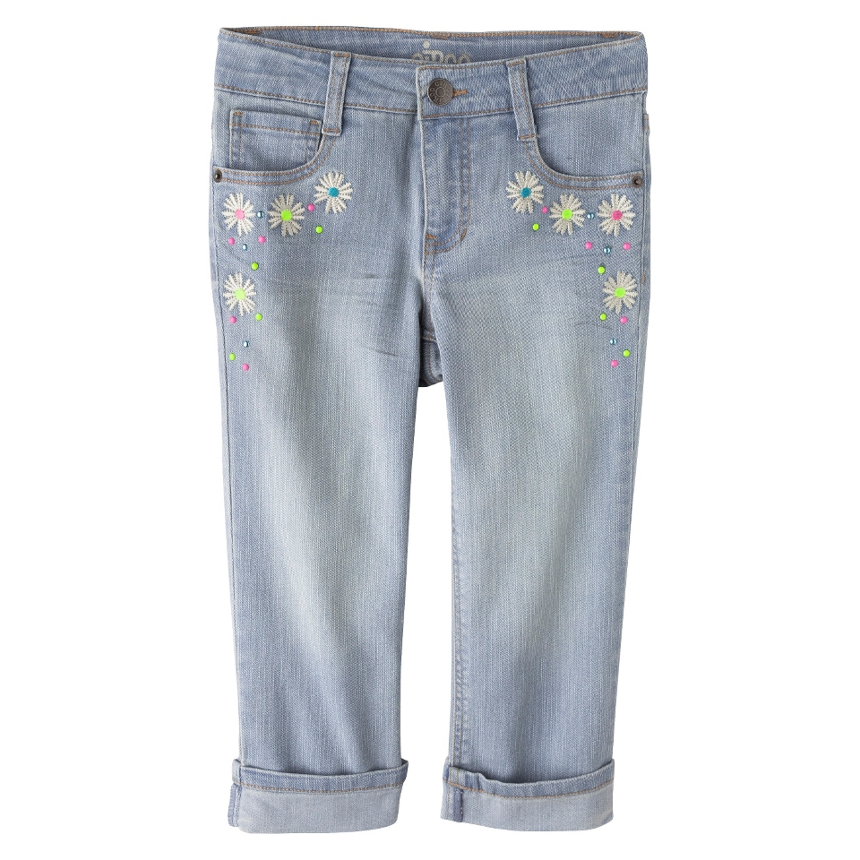 Circo Girls Embroidered Capri Pant   Light Denim 14