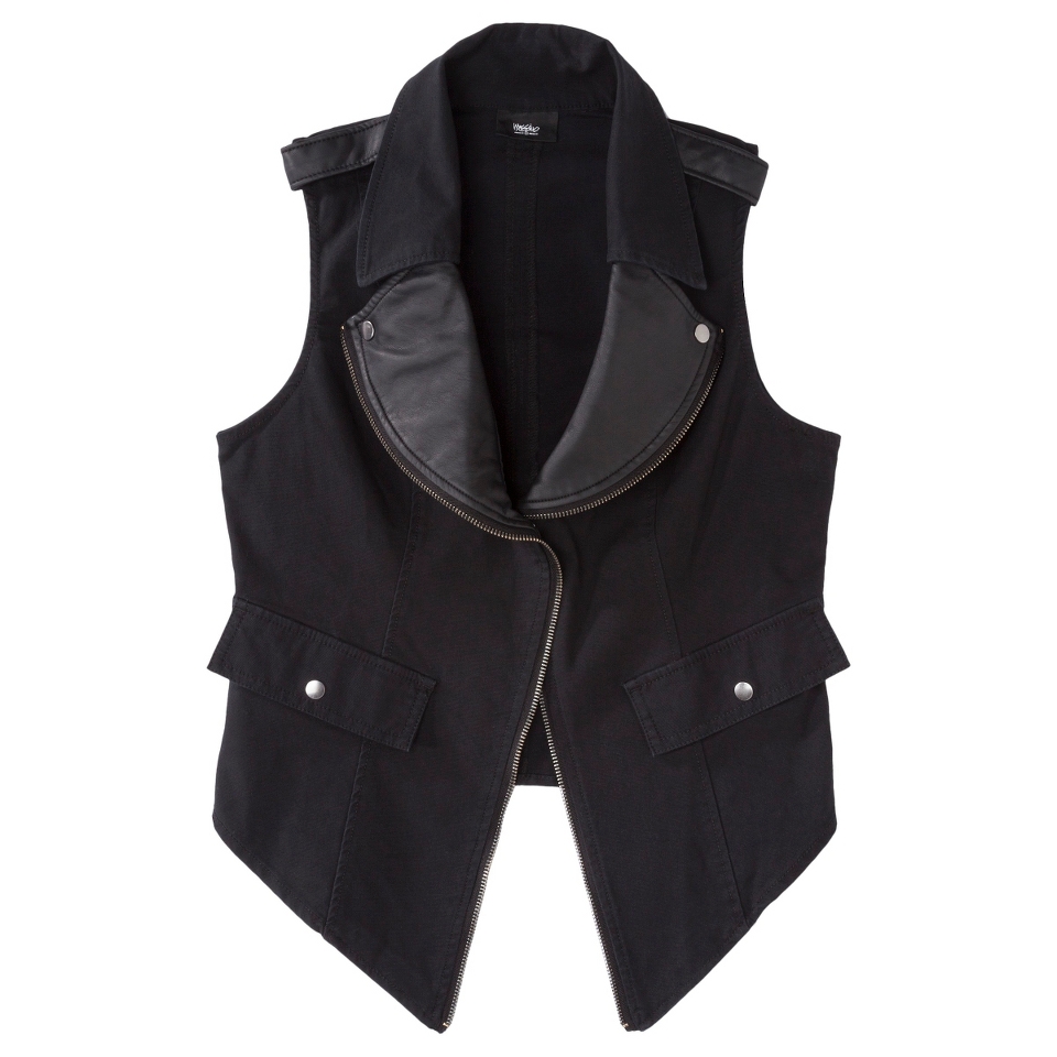 Mossimo Womens Faux Leather Trim Moto Vest   Black S