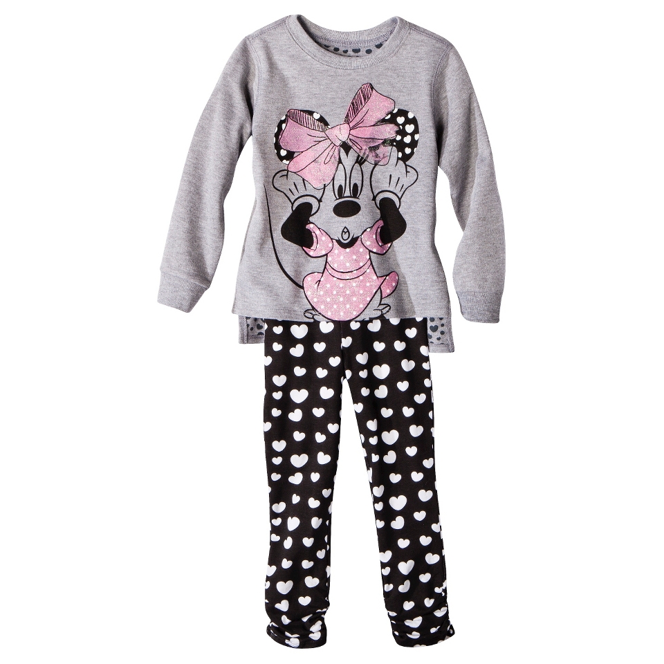 Disney Infant Toddler Girls 2 Piece Minnie Mouse Set   Grey 4T