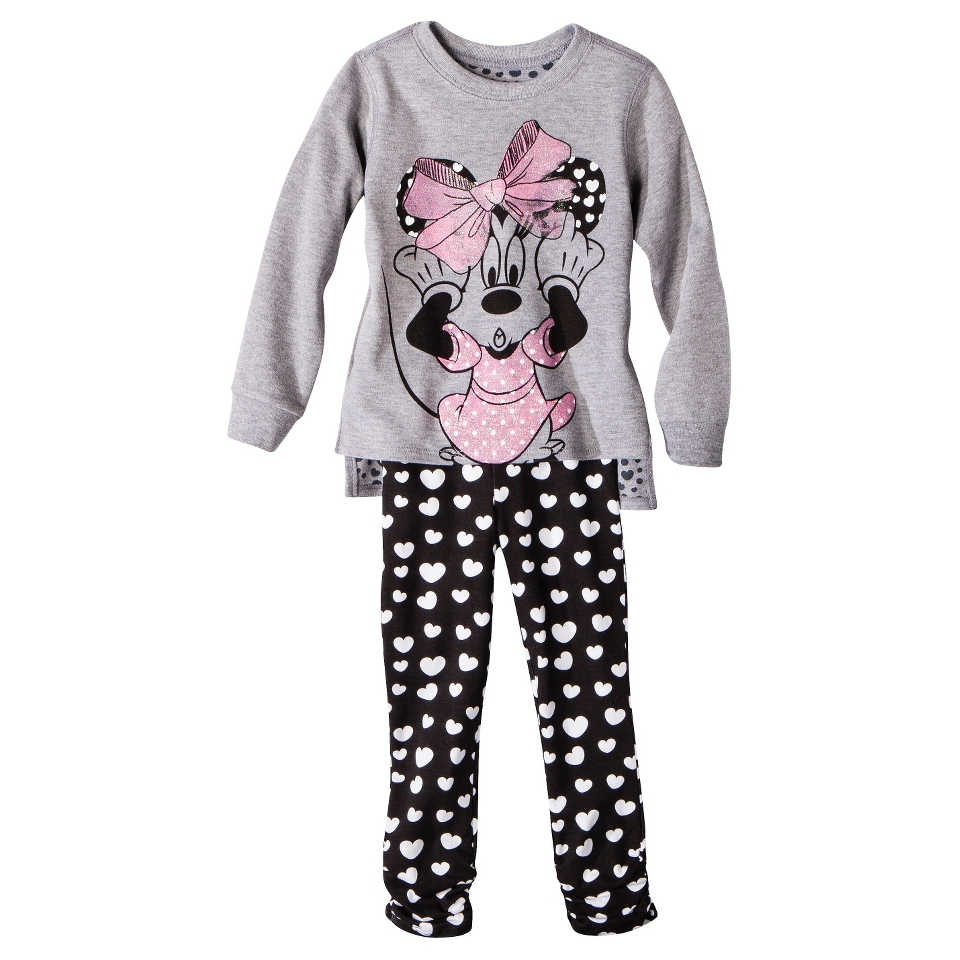 Disney Infant Toddler Girls 2 Piece Minnie Mouse Set   Grey 3T
