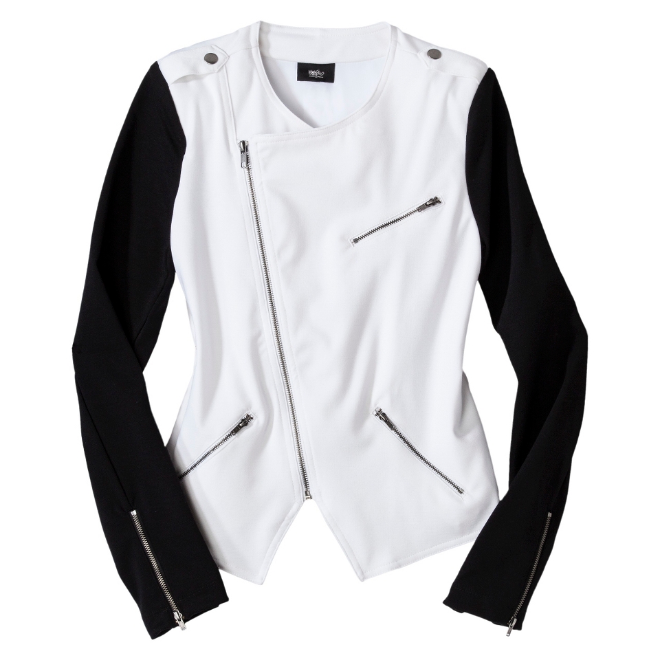 Mossimo Womens Ponte Moto Jacket   White/Black XS