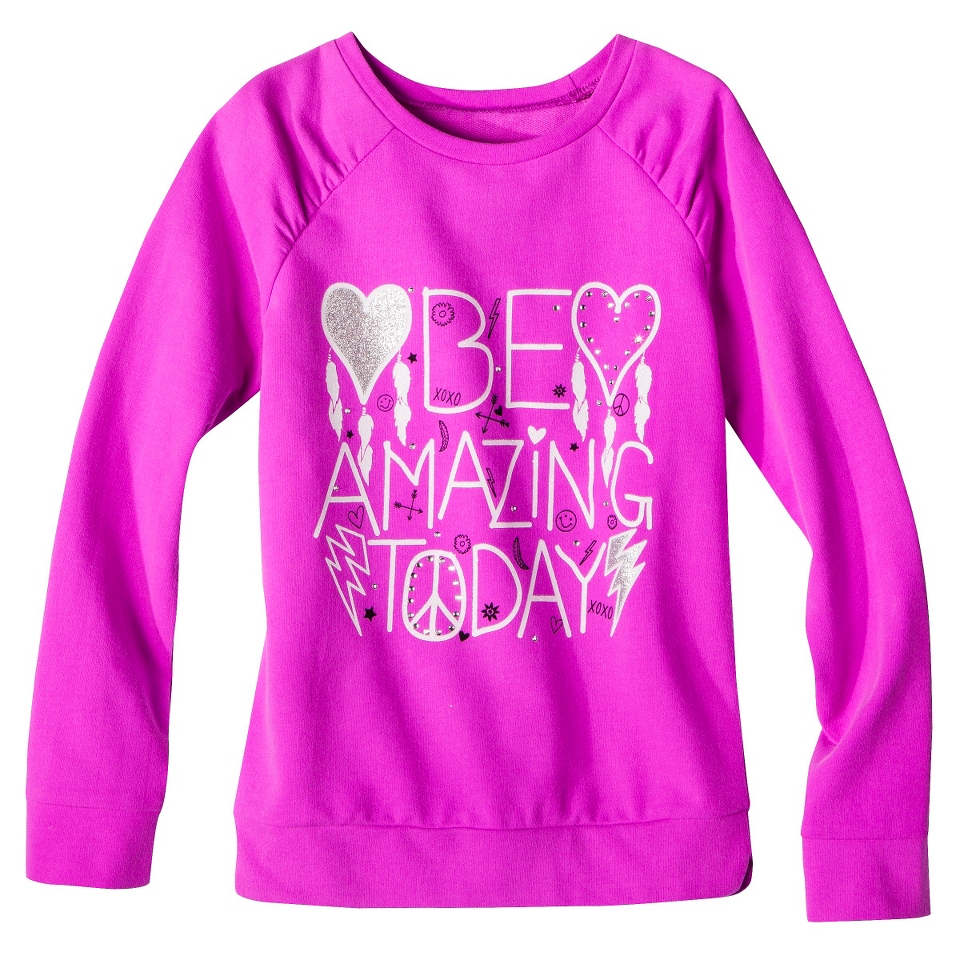 Girls Graphic Sweatshirt   Vivacious Fuschia XL