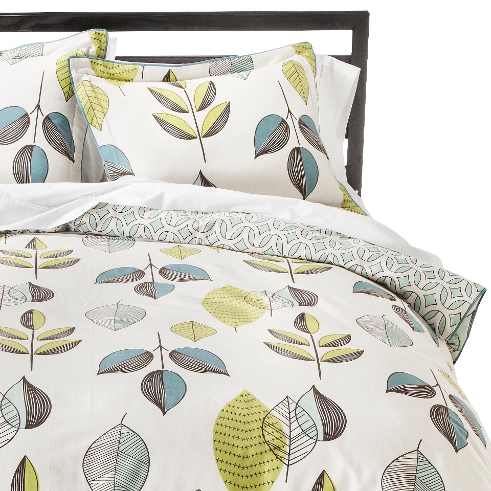 Room 365 Scandinavian Reversible Duvet Cover Cover Set   Gray/Green (King)