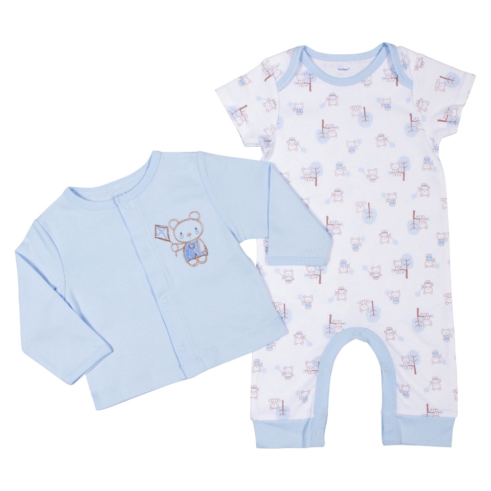 Gerber Onesies Newborn Boys 2 Piece Coverall Set   Blue 3 6 M