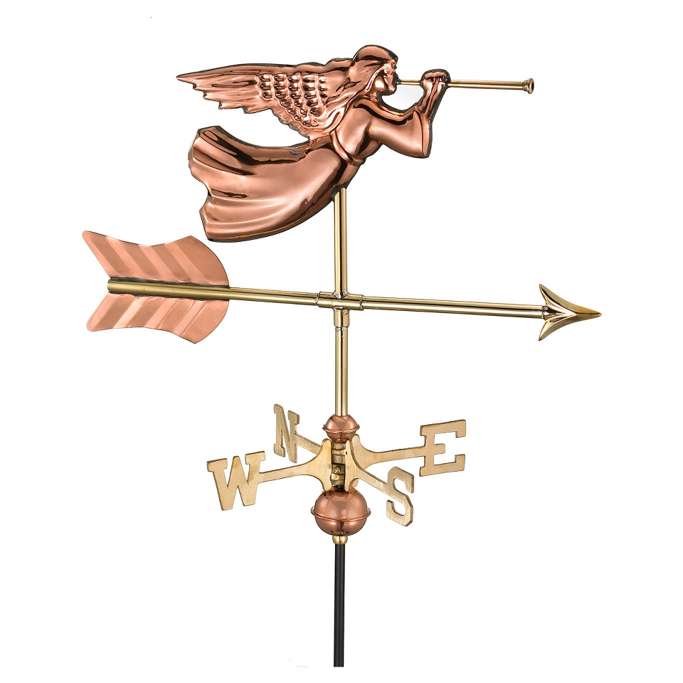 Good Directions Angel Garden Weathervane   Polished Copper w/Roof Mount