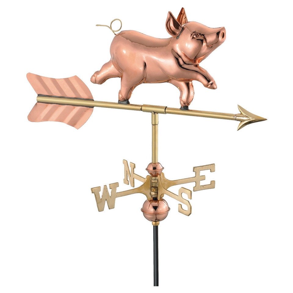 Good Directions Whimsical Pig Garden Weathervane   Polished Copper w/Roof Mount