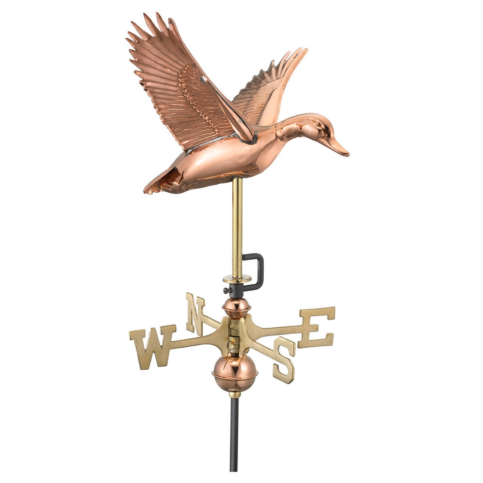 Good Directions Flying Duck Garden Weathervane   Polished Copper w/Garden Pole