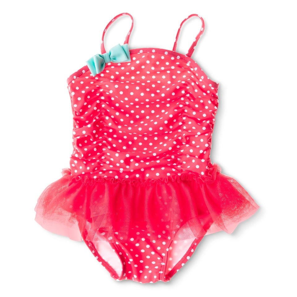 Circo Infant Toddler Girls 1 Piece Tutu Swimsuit   Coral 4T