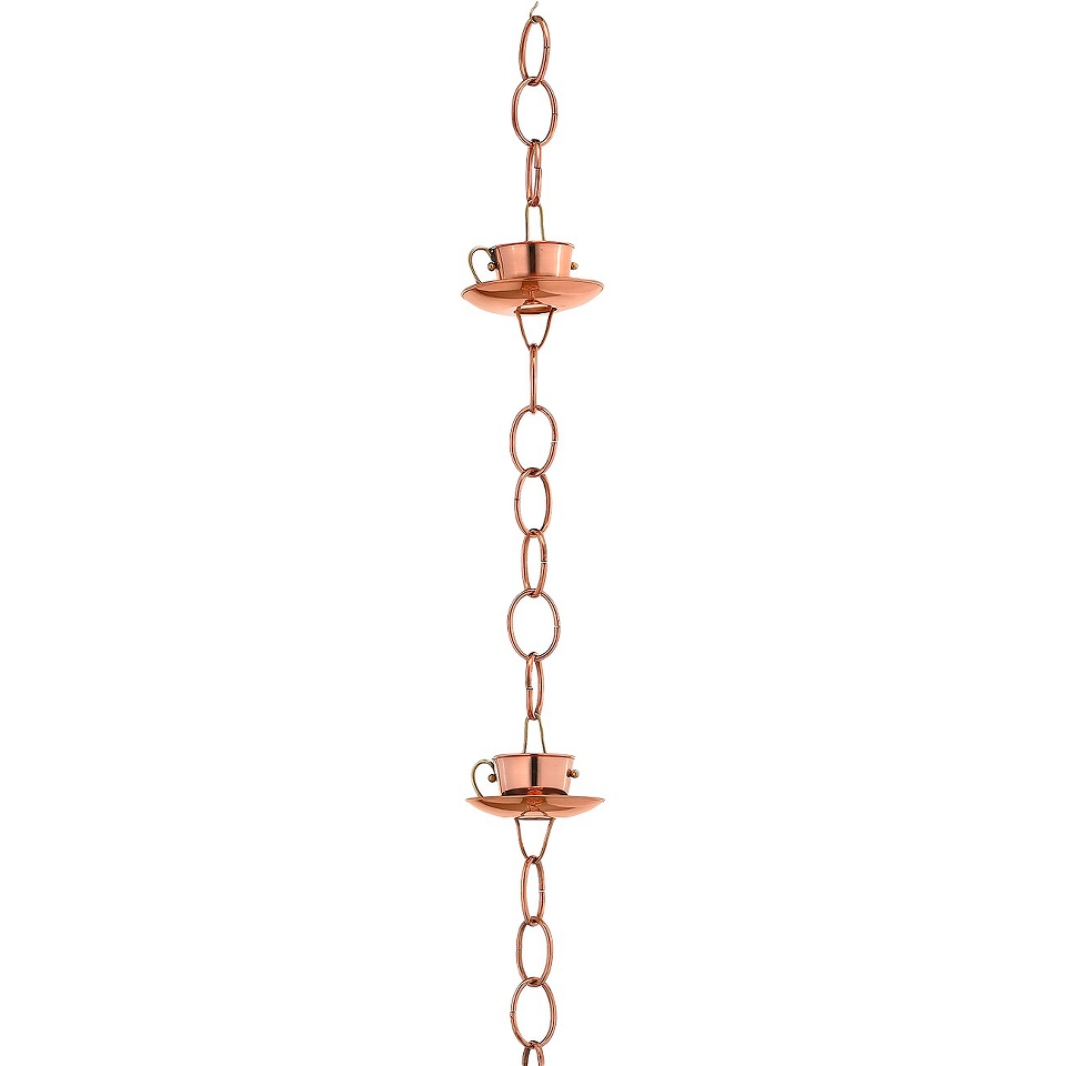 Good Directions Teacups Rain Chain   Polished Copper