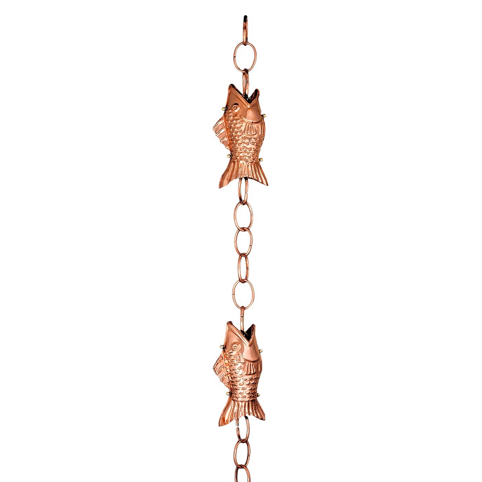 Good Directions Fish Rain Chain   Polished Copper