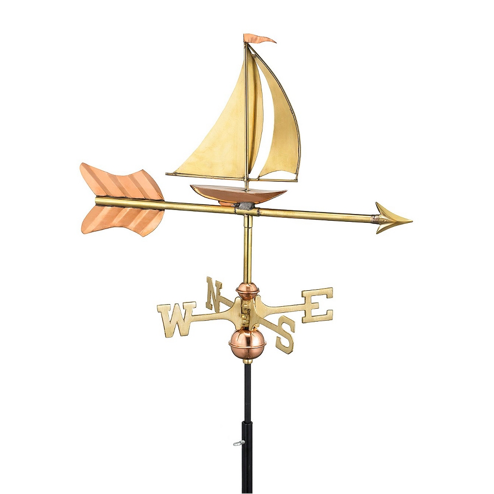 Good Directions Sailboat Garden Weathervane   Polished Copper w/Roof Mount