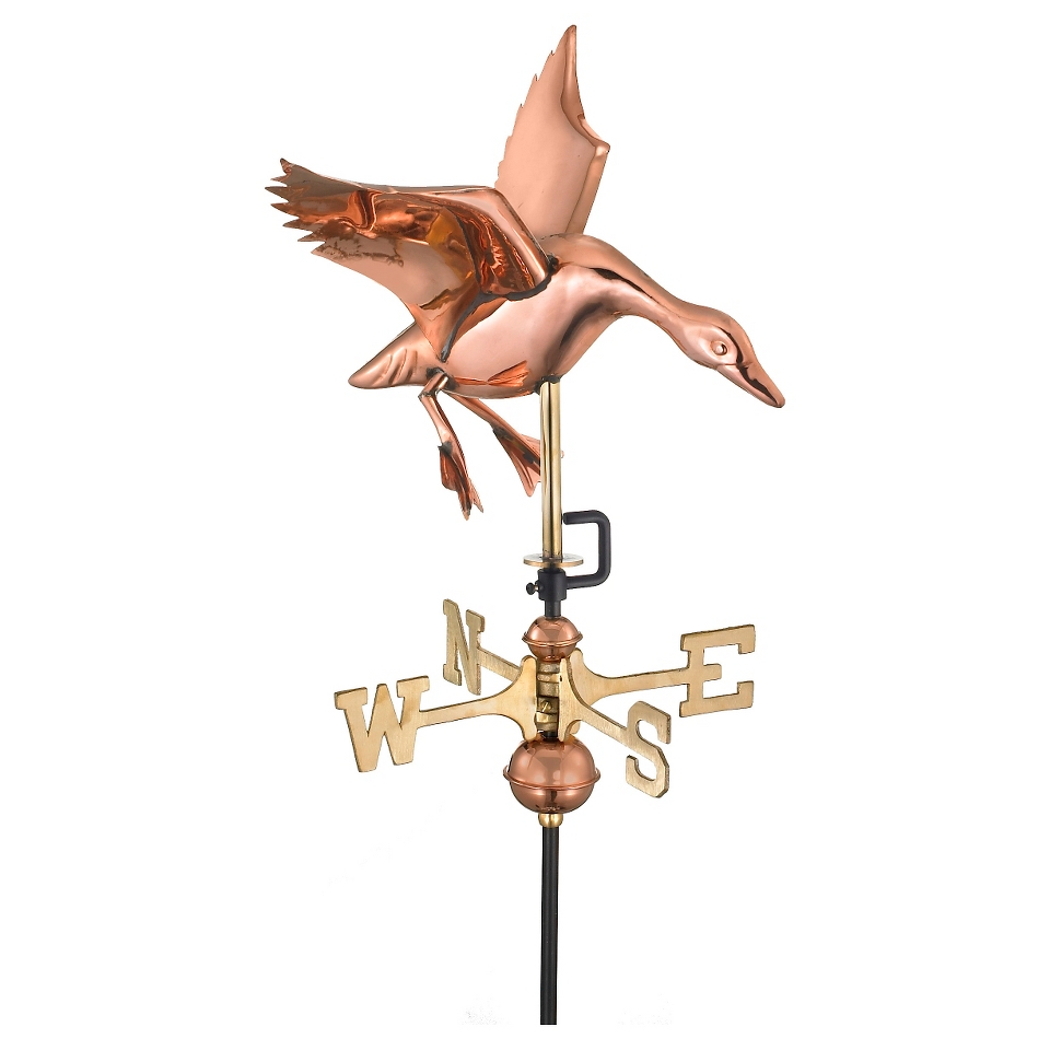 Good Directions Landing Duck Garden Weathervane   Polished Copper w/Roof Mount