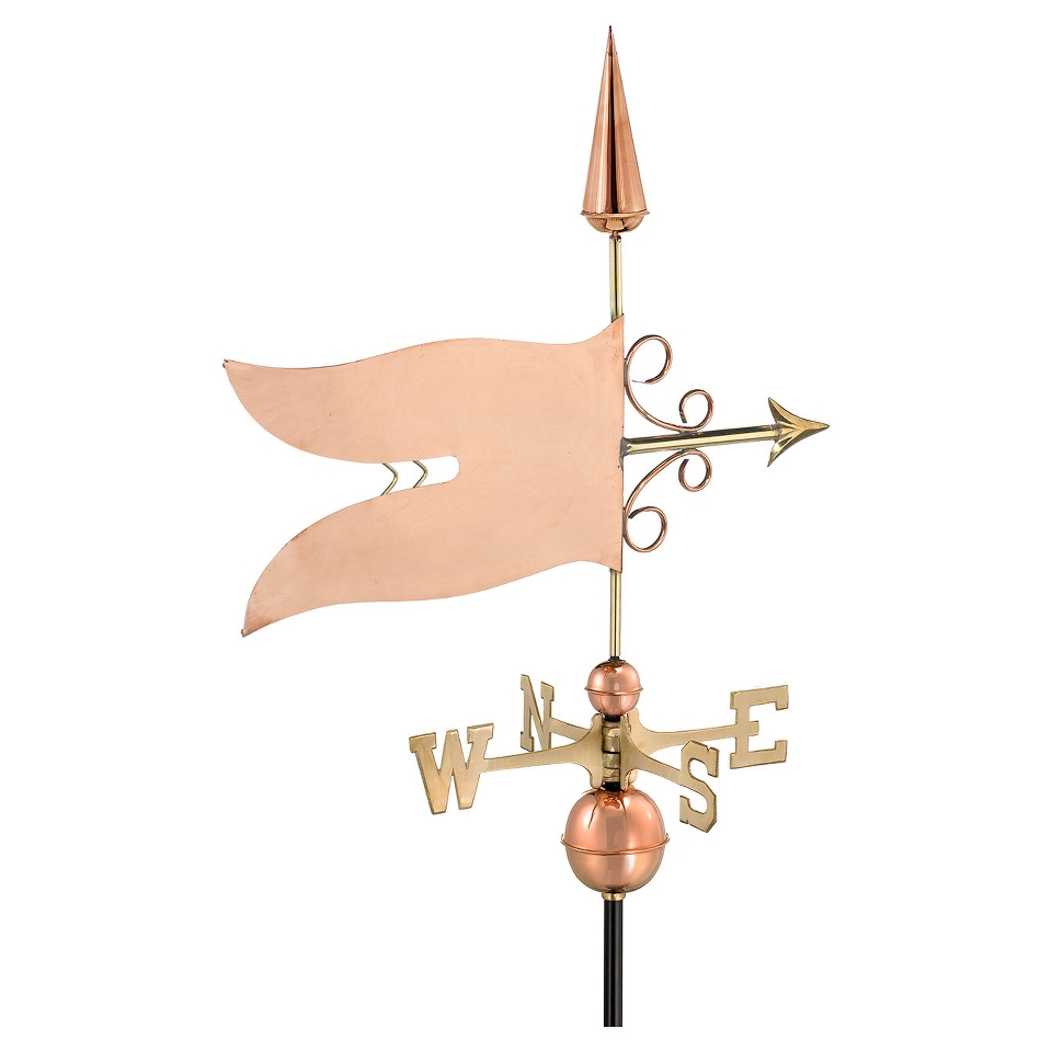 Good Directions Banner Weathervane   Polished Copper