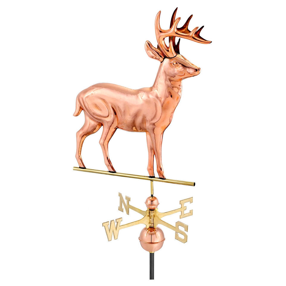 Good Directions Standing Deer Weathervane   Polished Copper