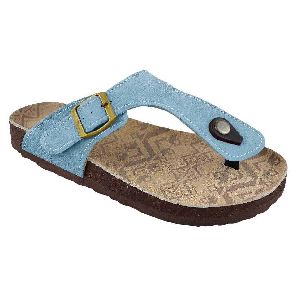 Womens MUK LUKS Thong Terra Turf Sandals   Light Blue 8