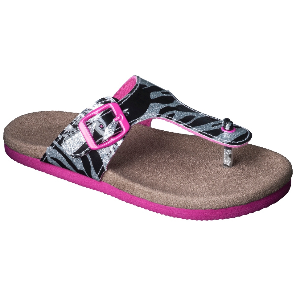 Girls Zebra Footbed Sandals   Multicolor 12 13