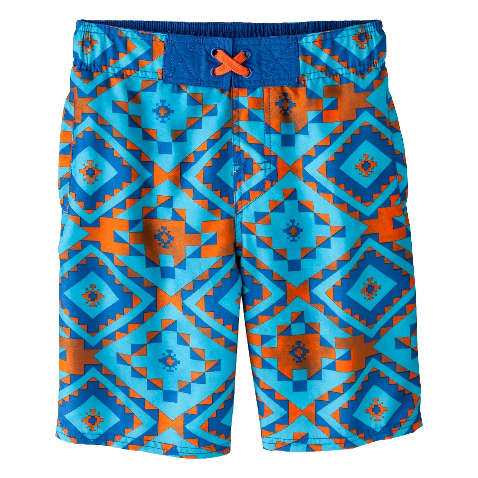 Boys Geometric Print Swim Trunk   Blue XS