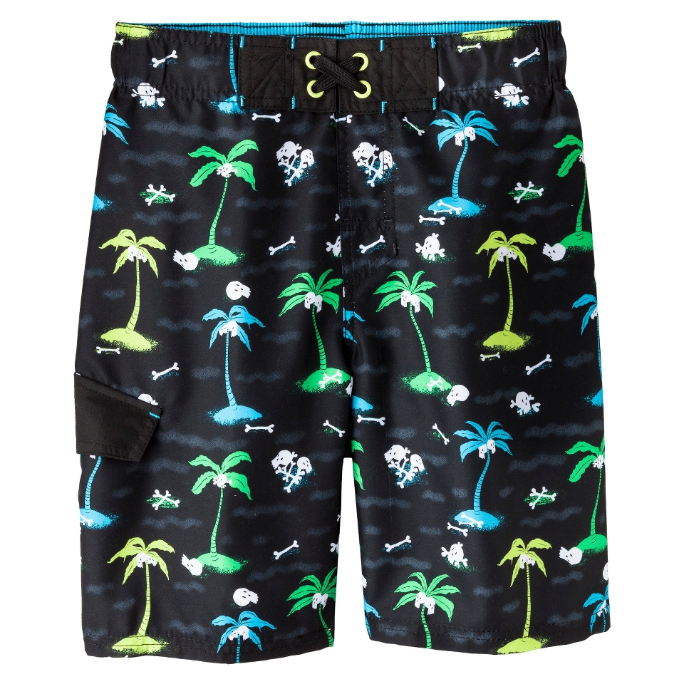 Boys Palm Tree Swim Trunk   Ebony M