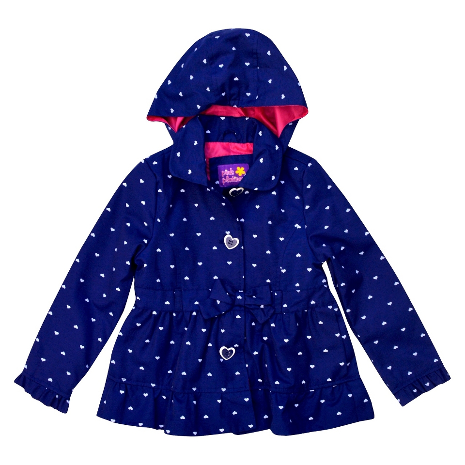 Pink Platinum Toddler Girls Heart Trench Coat   Navy 4T