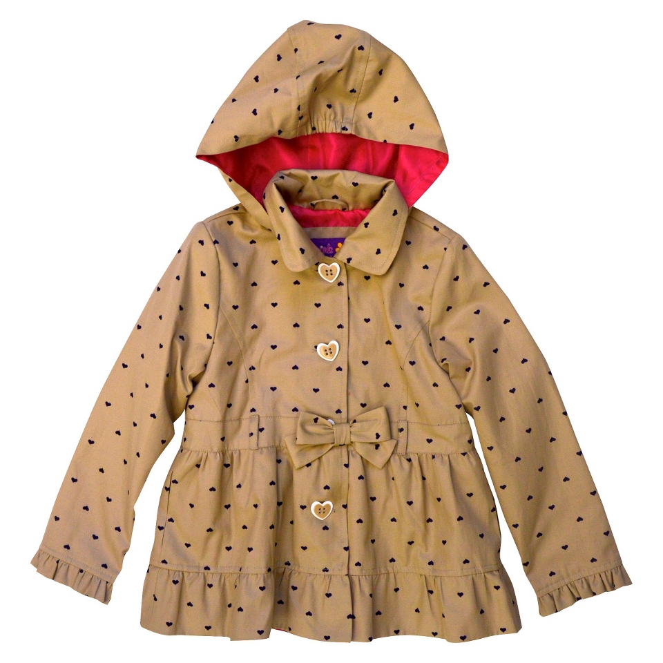 Pink Platinum Toddler Girls Heart Trench Coat   Khaki 3T