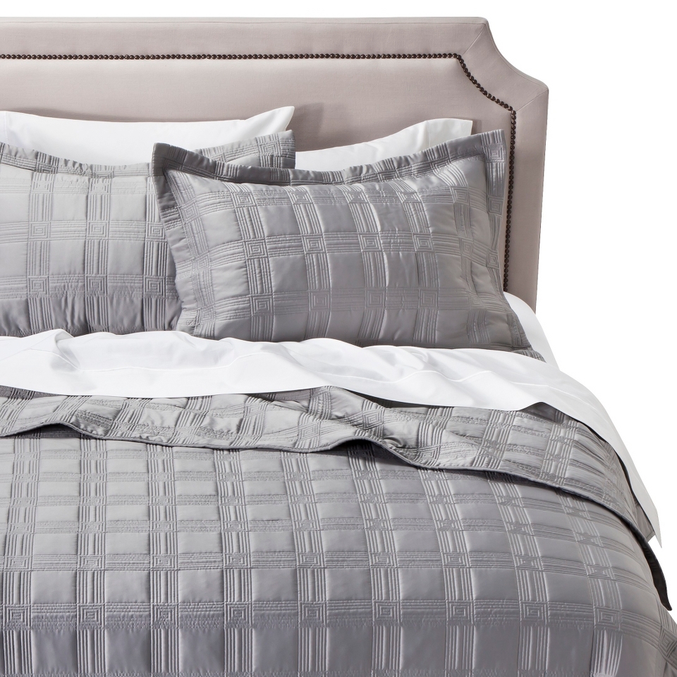 Fieldcrest Luxury Silk Allure Quilt Set   Gray (King)