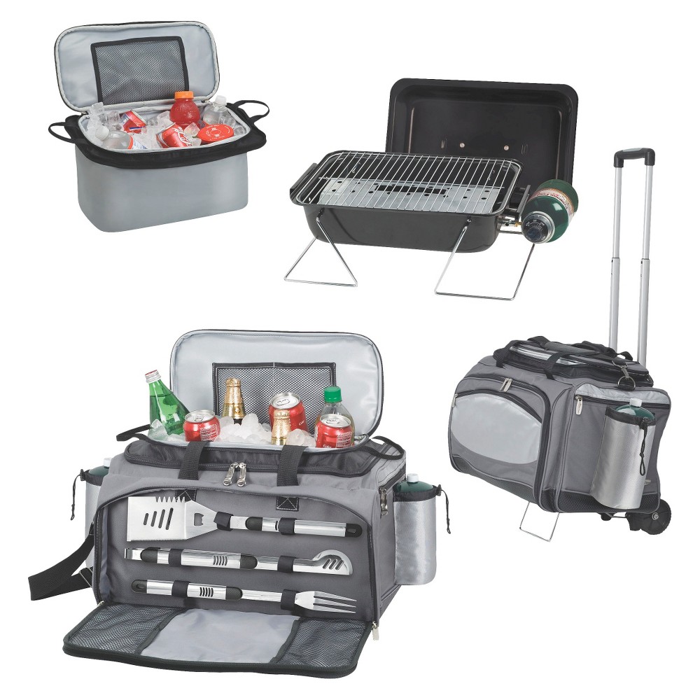 Picnic Time Vulcan - Propane Grill /Cooler/ 3 Pc Tools & Trolley, Black