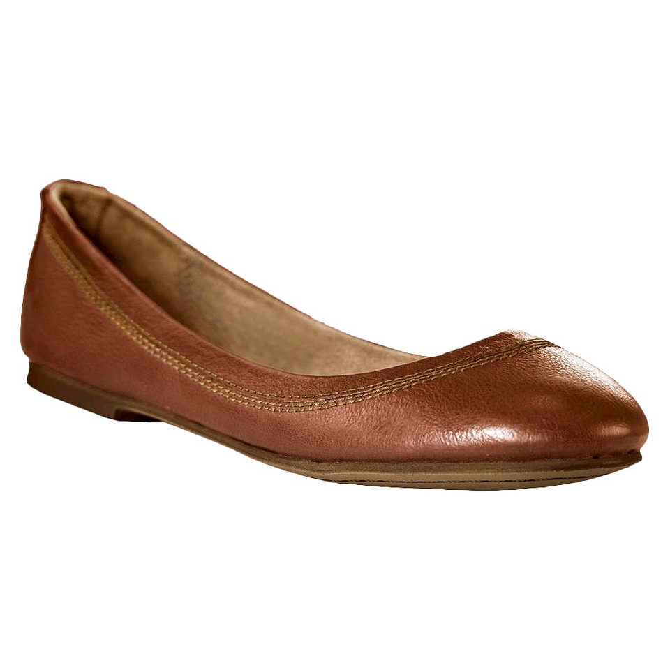 Womens Post Paris Brayln Genuine Leather Flats   Cognac 11