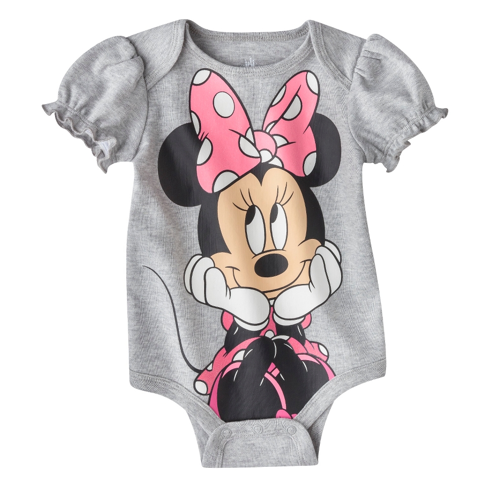 Disney Newborn Girls Minnie Mouse Bodysuit   Grey NB